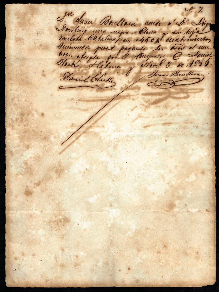 1856. Slavery, Cuba.  Receipt for two slaves. at Whyte's Auctions