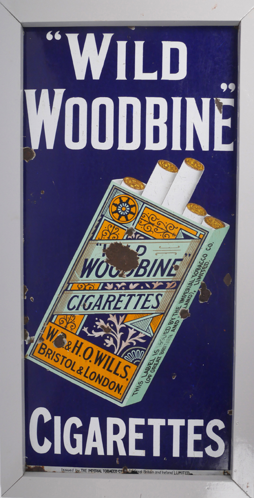 Enamel sign 'Wild Woodbine' at Whyte's Auctions