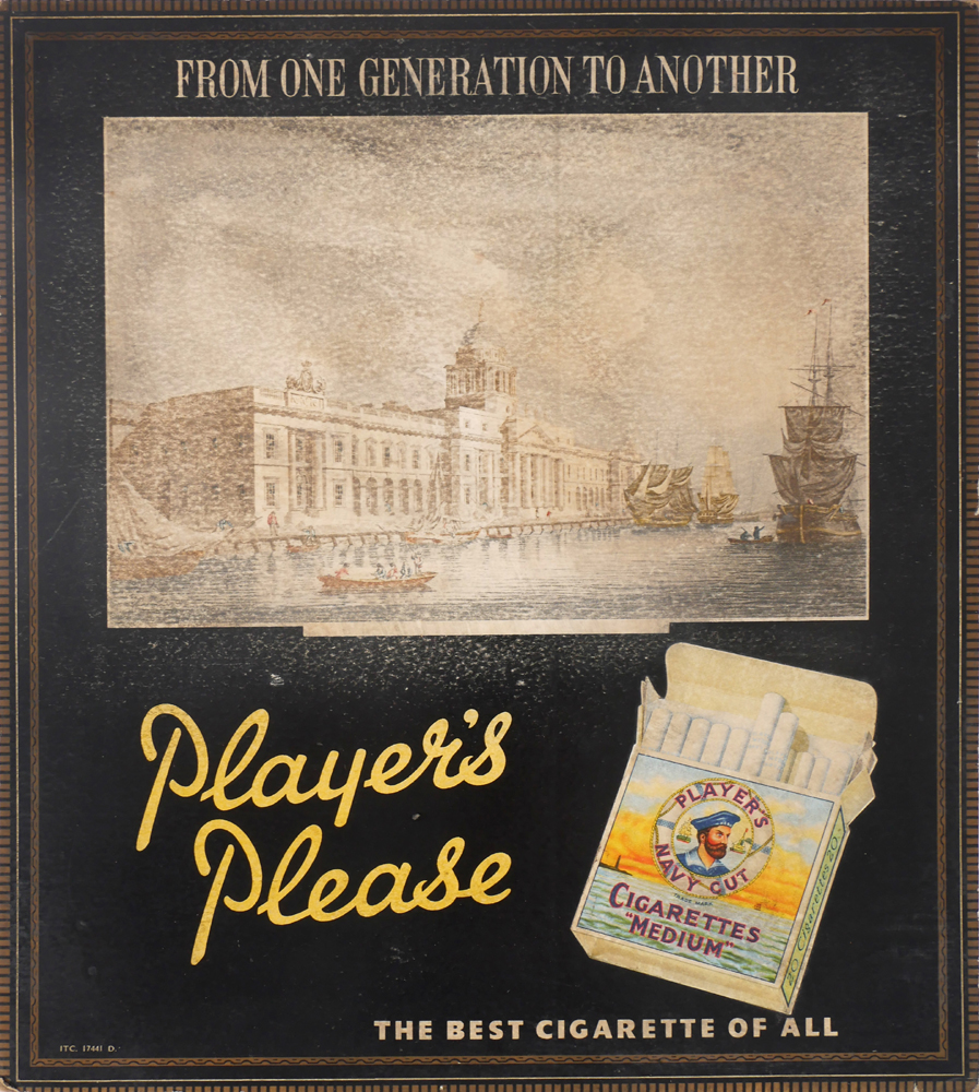 Players Please counter-top advertising card with view of the Customs House Dublin at Whyte's Auctions