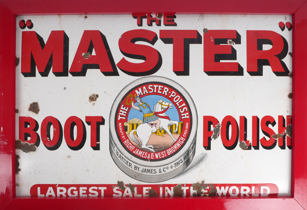 Enamel sign, 'The Master' Boot Polish. at Whyte's Auctions