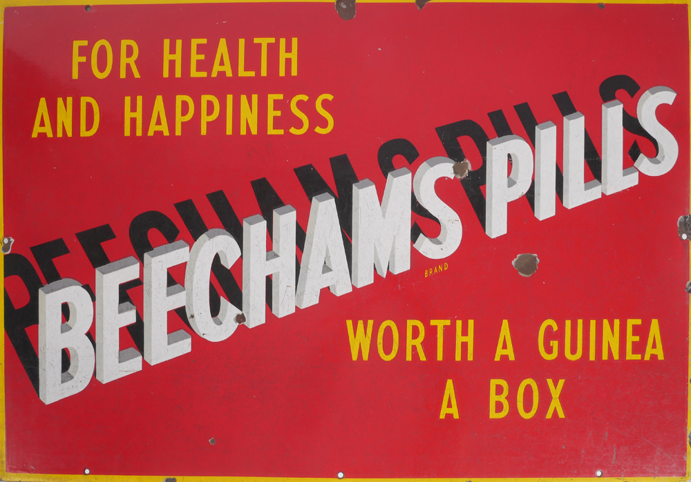 Enamel advertising sign Beechams Pills at Whyte's Auctions