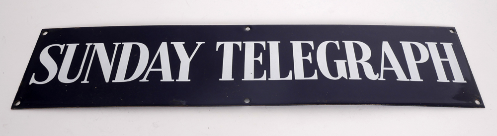 Enamel sign, Sunday Telegraph. at Whyte's Auctions
