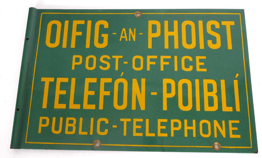 Oifig an Phoist, Post Office, enamel sign. at Whyte's Auctions