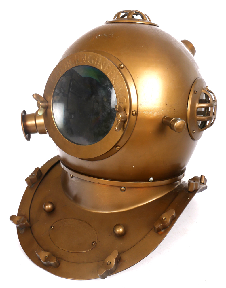 A marine engineer's trade sign in the form of a diving helmet. at Whyte's Auctions