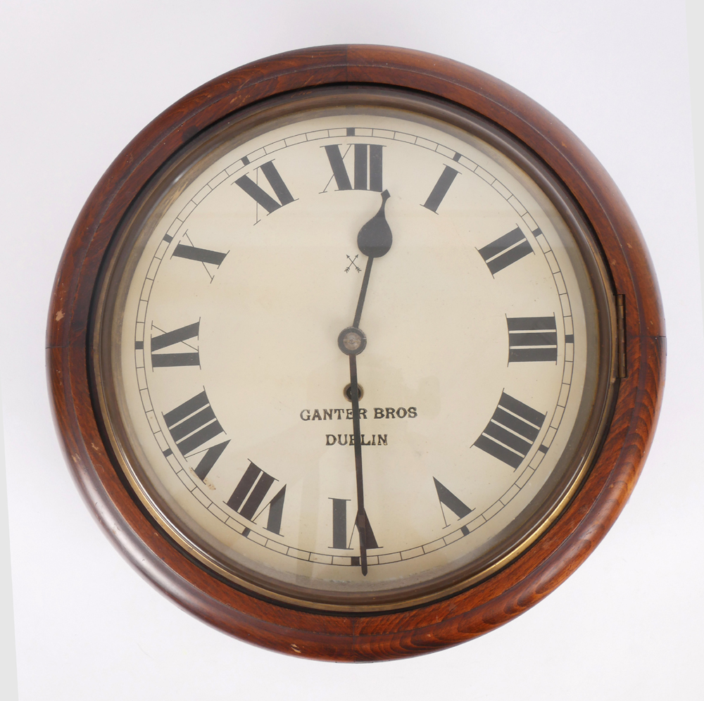 Hibernian Bank, Buncrana, wall clock and brass sign. at Whyte's Auctions