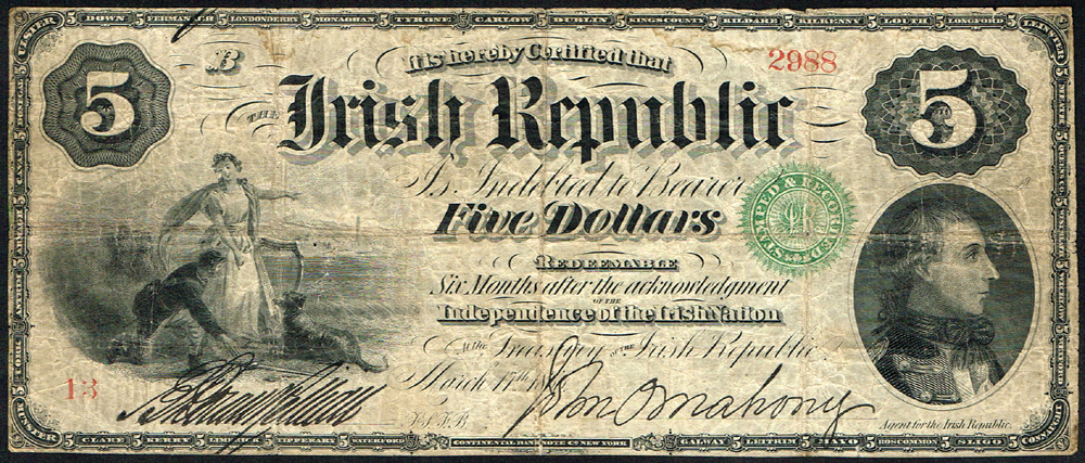 1866 Irish Republic, Five Dollar Bond. at Whyte's Auctions