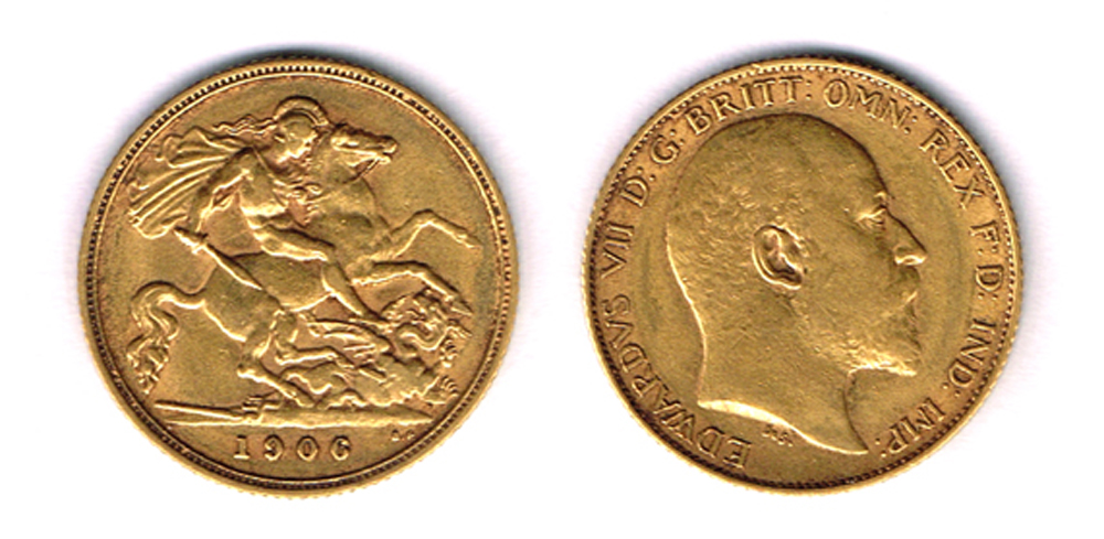 Edward VII gold half sovereigns, 1906 and 1910 at Whyte's Auctions