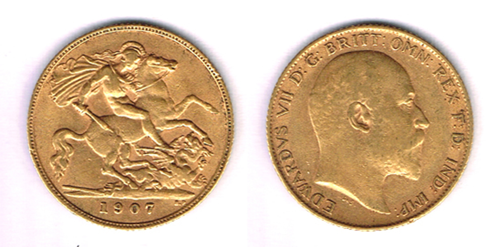 Edward VII gold half sovereign, 1907 at Whyte's Auctions