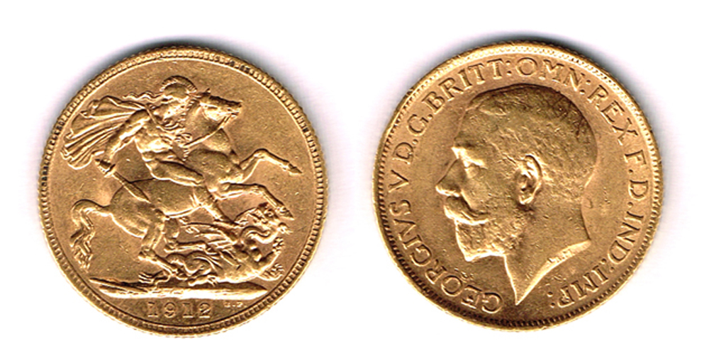 George V gold sovereign 1912 and gold half sovereign, 1911. at Whyte's Auctions