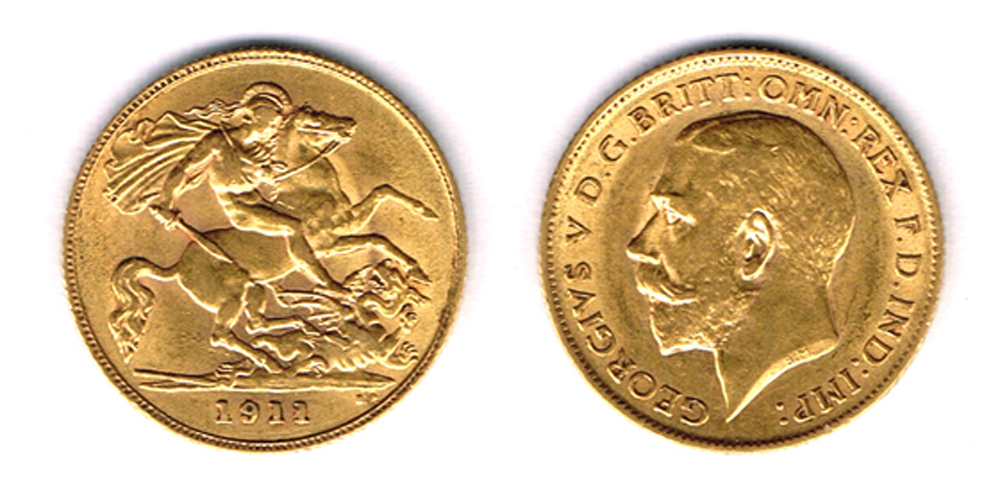 George V gold half sovereigns, 1911 and 1914. at Whyte's Auctions