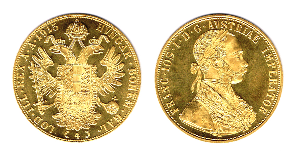 Austro-Hungarian Empire. Franz-Josef gold four ducats, 1915 restrike. at Whyte's Auctions