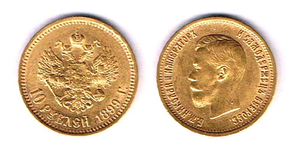 Russia. Nicholas II gold ten roubles, 1899. at Whyte's Auctions
