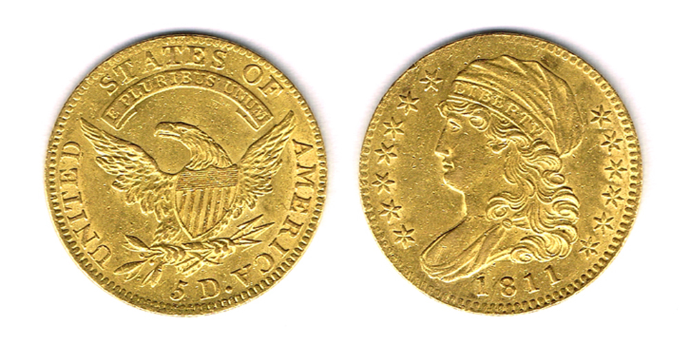 USA. Gold five dollars, Capped Bust, 1811. at Whyte's Auctions