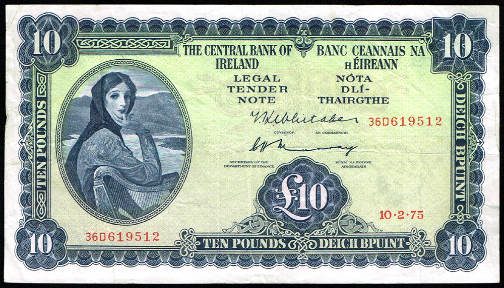 Central Bank 'Lady Lavery' Ten Pounds 1975-6 at Whyte's Auctions