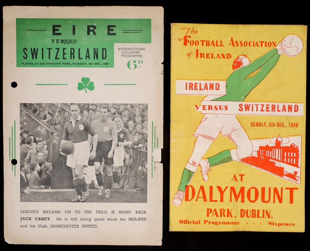 Football, 1948 Ireland v. Switzerland, official and unofficial programmes. at Whyte's Auctions