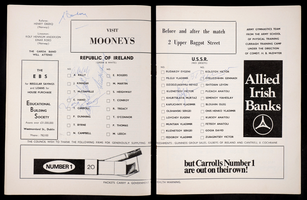 Football 1971-1979 FAI Senior International matches, programmes. at Whyte's Auctions