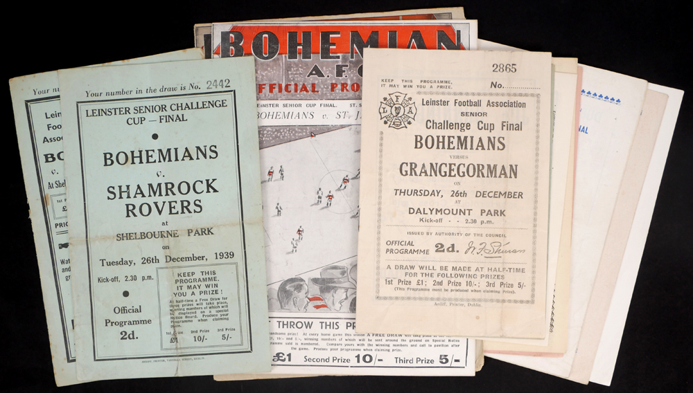 Football 1939-1972 Leinster Football Association Challenge Cup programmes. at Whyte's Auctions