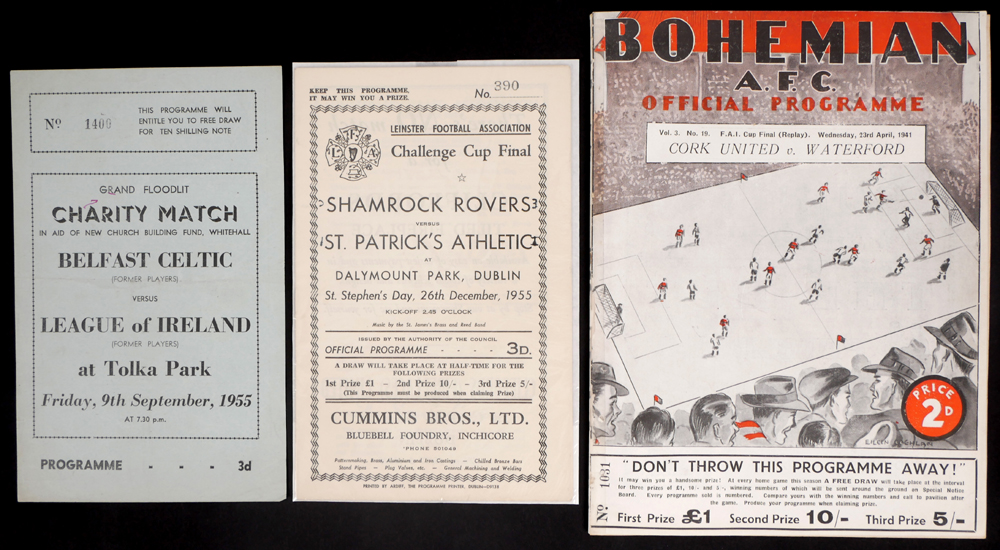 Football 1938-1967 Irish club programmes. at Whyte's Auctions