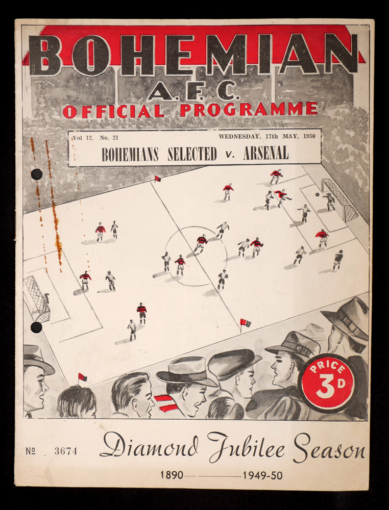 Football 1948 and 1950 Bohemian AFC v. Arsenal programmes. at Whyte's Auctions