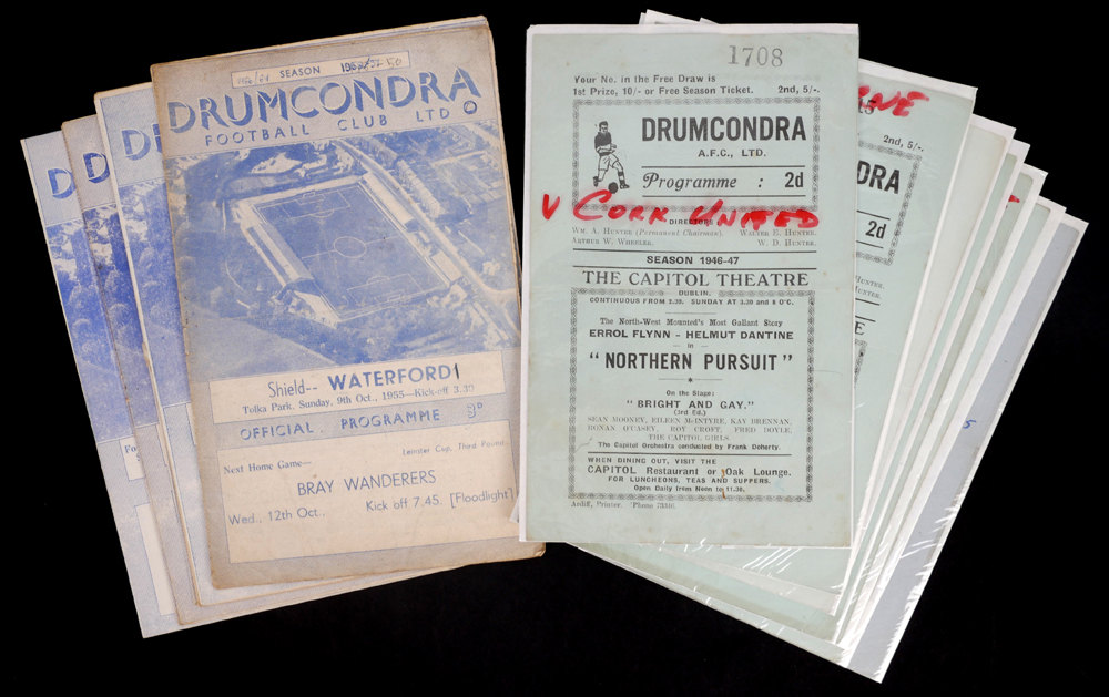 Football 1945-1960 Drumcondra AFC, programmes. at Whyte's Auctions