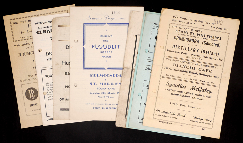 Football 1947-1954 Drumcondra FC testamonials and friendly matches v. UK clubs, programmes. at Whyte's Auctions