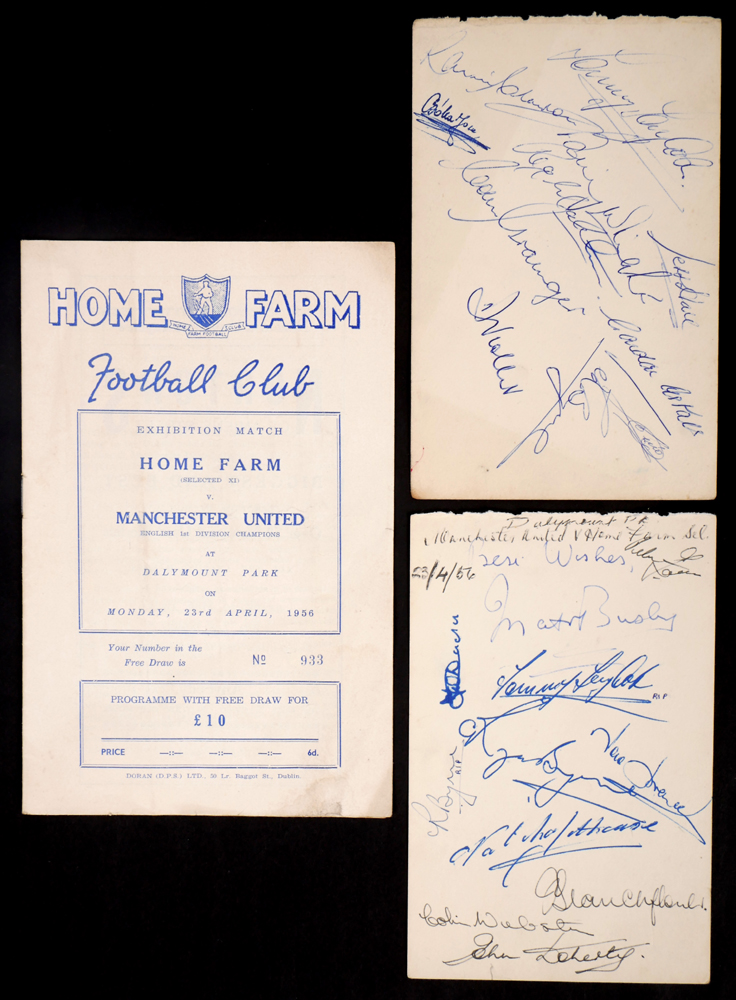 Football 1956 Home Farm selection v. Manchester United "Busby's Babes", team autographs and match programme. at Whyte's Auctions