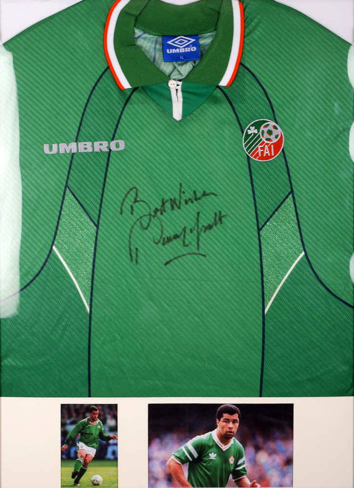 Football. Republic of Ireland jersey signed by Paul McGrath. at Whyte's Auctions