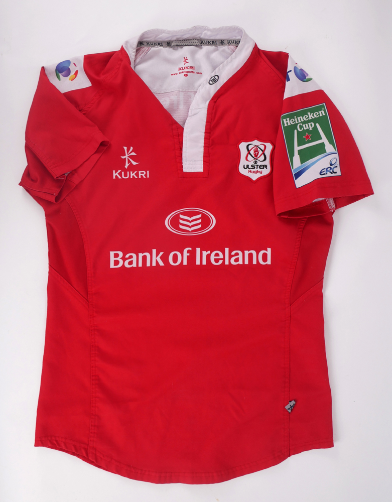 Rugby Ulster away number 14 jersey issued to Tommy Bowe. at Whyte's Auctions