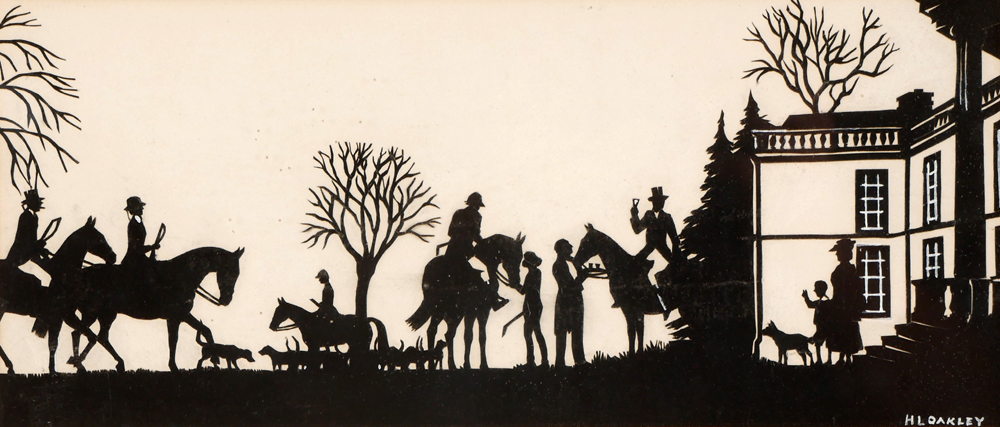 Harry Laurence Oakley, Silhouette of a hunt meet. at Whyte's Auctions