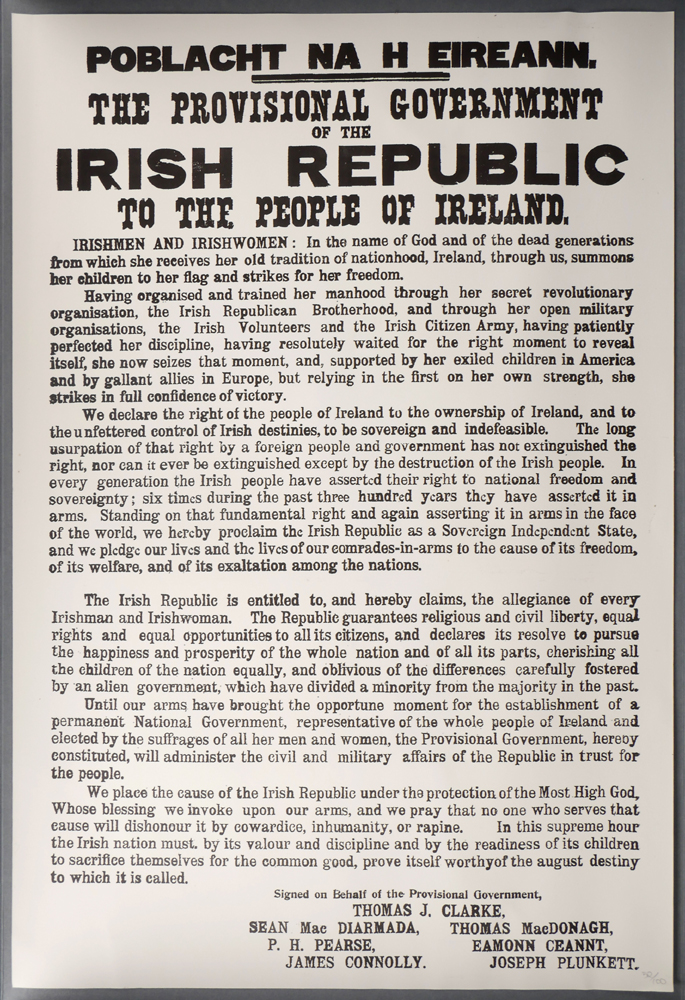 1916-2016 Proclamation of The Irish Republic, limited edition replica. at Whyte's Auctions