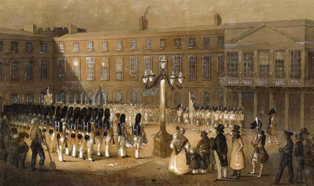 TROOPS AT DUBLIN CASTLE c. 1837-1842 by Michael Angelo Hayes (1820-1877) at Whyte's Auctions