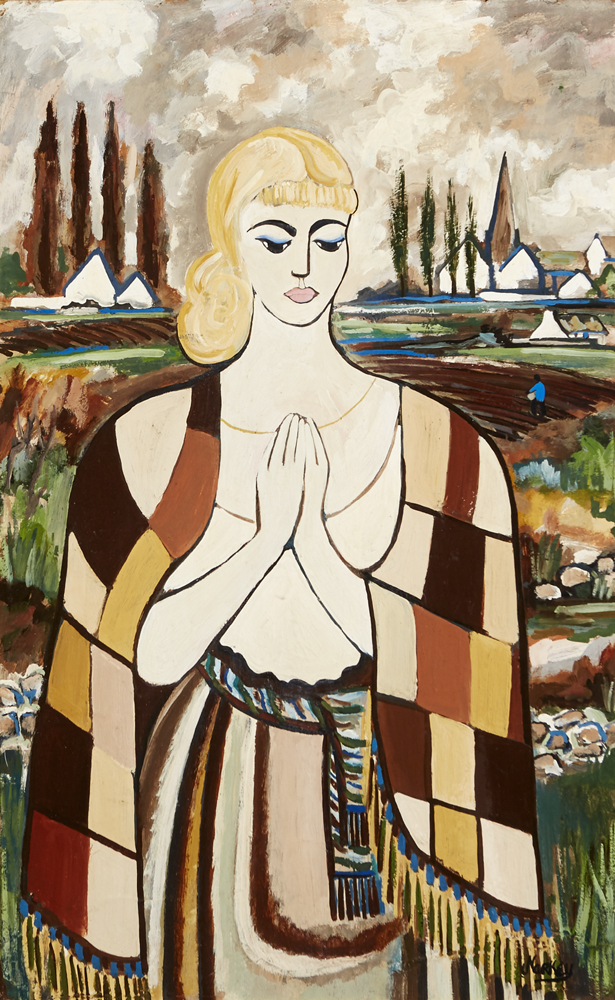 WOMAN IN PATCHWORK SHAWL [MARKEY'S WIFE MAY] by Markey Robinson (1918-1999) at Whyte's Auctions