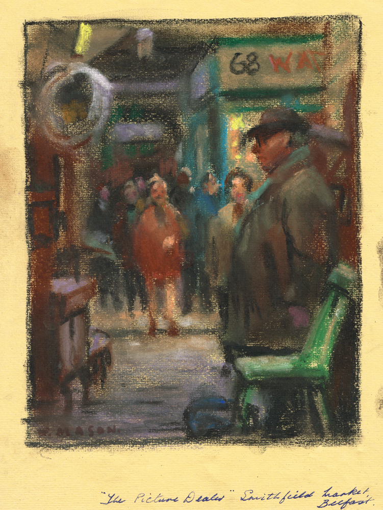 THE PICTURE DEALER, SMITHFIELD MARKET, BELFAST by William Mason (1906-2002) at Whyte's Auctions