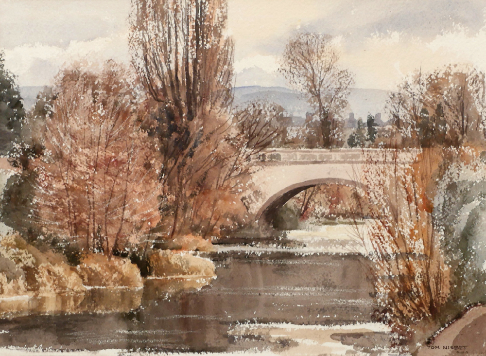 WINTER, DODDER AT MILLTOWN, DUBLIN by Tom Nisbet RHA (1909-2001) at Whyte's Auctions