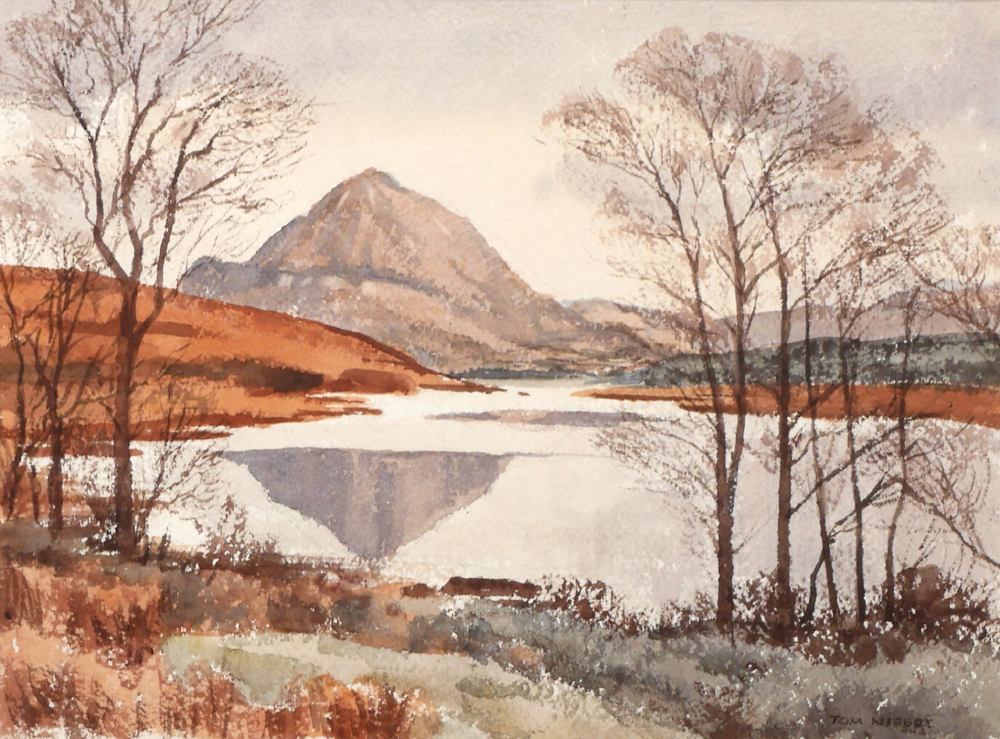 LAKE WITH MOUNTAIN IN THE DISTANCE by Tom Nisbet RHA (1909-2001) at Whyte's Auctions