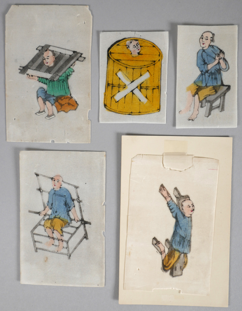 COLLECTION OF 5 WORKS ON RICE PAPER DEPICTING ANCIENT ASIAN TORTURE METHODS at Whyte's Auctions