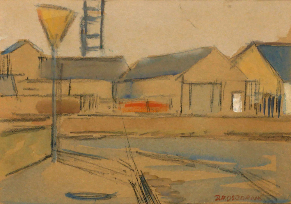 STREET CORNER, PORTAVOGIE, COUNTY DOWN by Dennis Henry Osborne RUA (1919-2016) at Whyte's Auctions