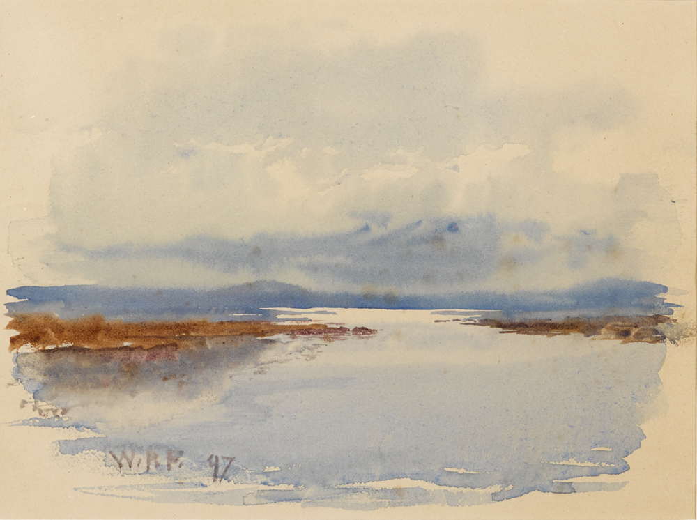 LOW CLOUD OVER RIVER AND BOG, A VIGNETTE, 1897 by William Percy French (1854-1920) at Whyte's Auctions
