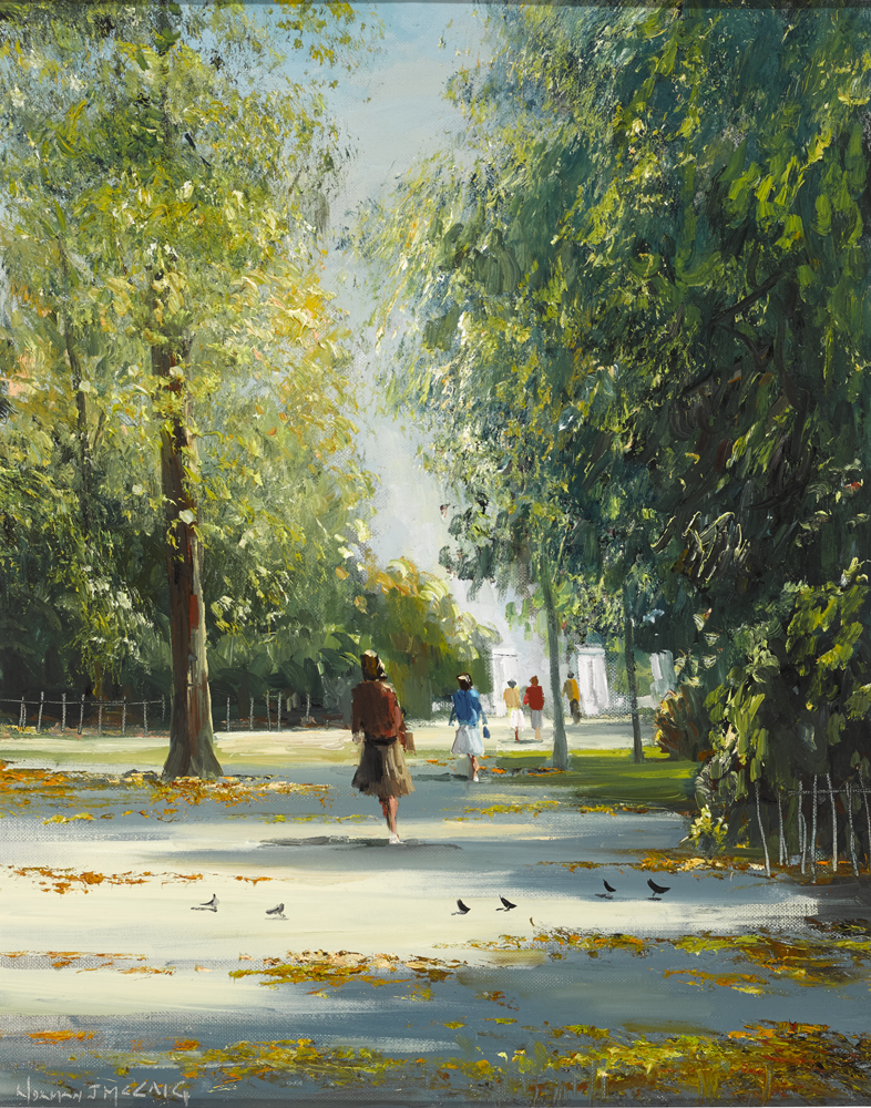 LUNCHTIME, ST. STEPHEN'S GREEN, DUBLIN by Norman J. McCaig sold for 1,400 at Whyte's Auctions