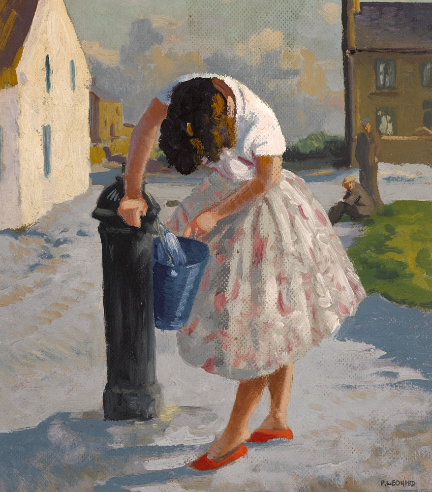 WOMAN AT A WATER PUMP by Patrick Leonard sold for �3,600 at Whyte's Auctions