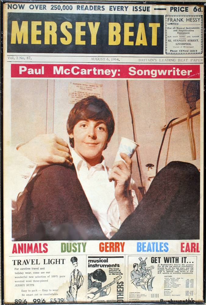 The Beatles, Paul McCartney, 1964 Mersey Beat newsagents poster at Whyte's Auctions