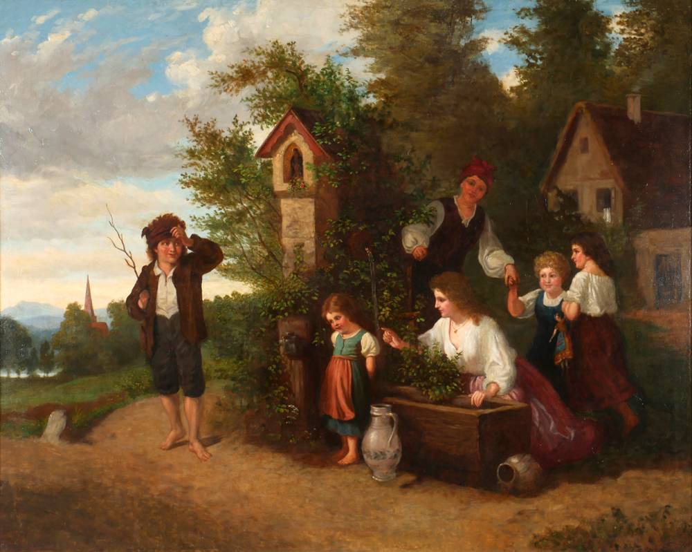 WOMEN AND CHILDREN BY A GROTTO at Whyte's Auctions