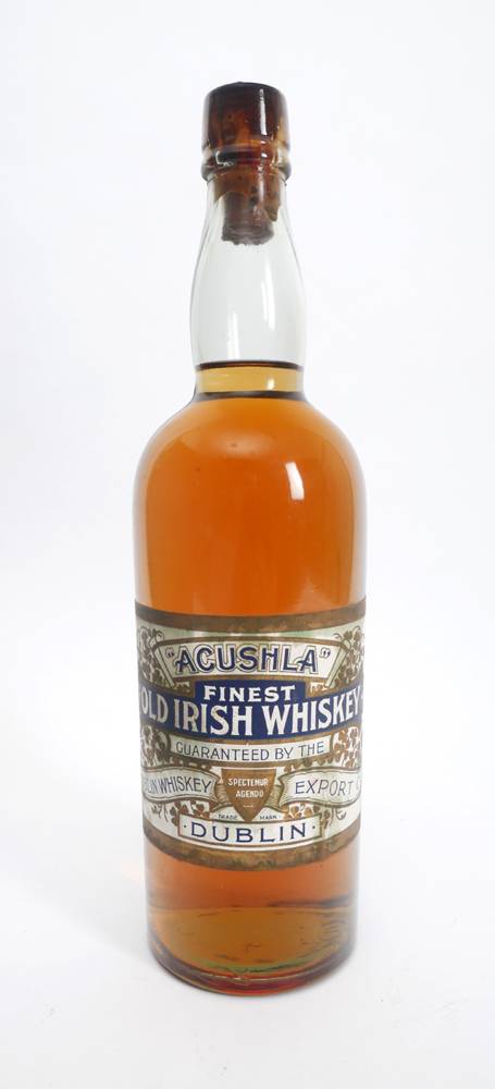 Circa 1910 Acushla Finest Old Irish Whiskey, one bottle. at Whyte's Auctions