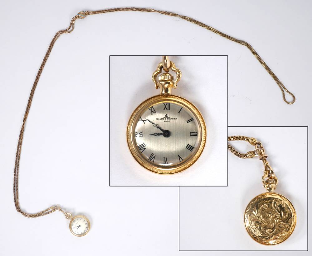 An 18ct gold cased Baume and Mercier lady's pocket watch. at Whyte's Auctions