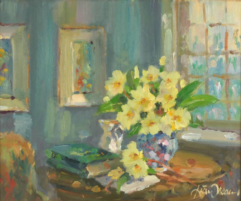 STILL LIFE WITH PRIMROSES, 1993 by Liam Treacy (1934-2004) at Whyte's Auctions