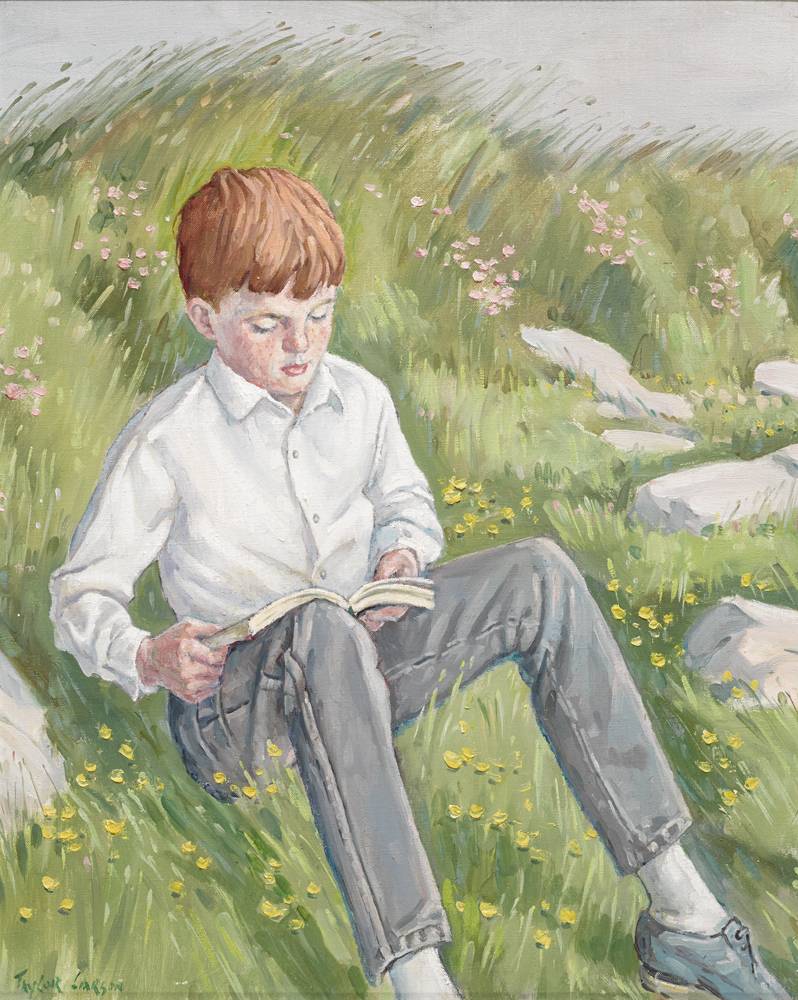 BOY READING, 1986 by Robert Taylor Carson HRUA (1919-2008) at Whyte's Auctions