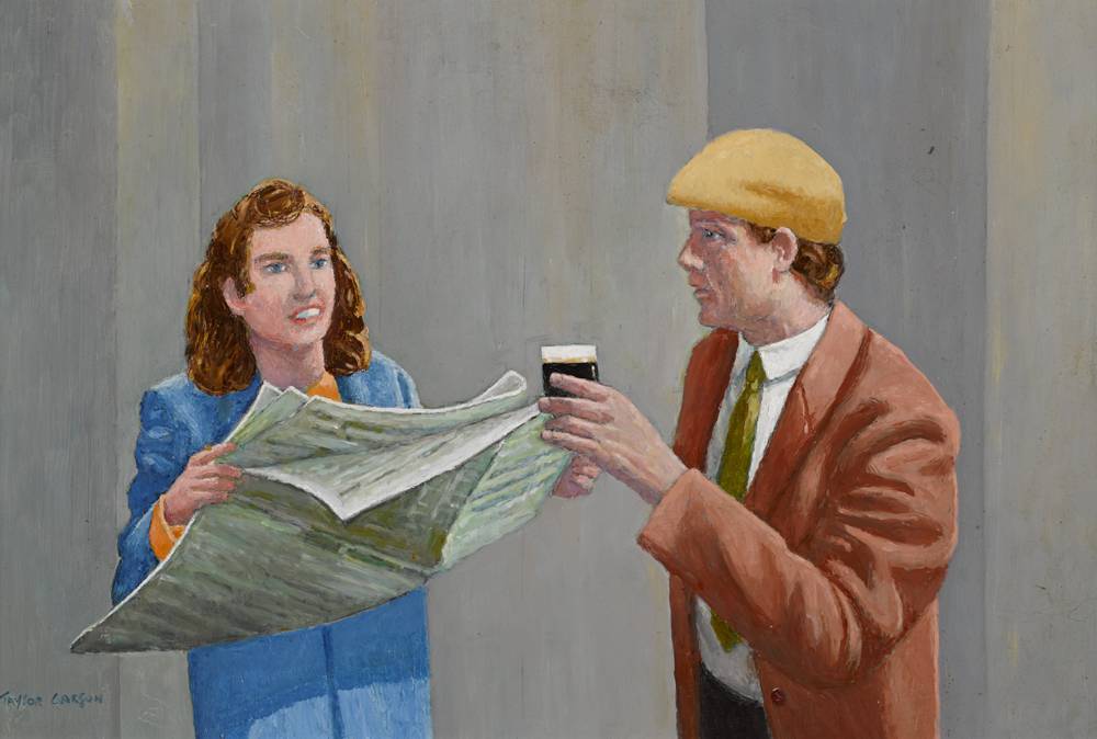 DISCUSSING THE NEWS by Robert Taylor Carson HRUA (1919-2008) at Whyte's Auctions