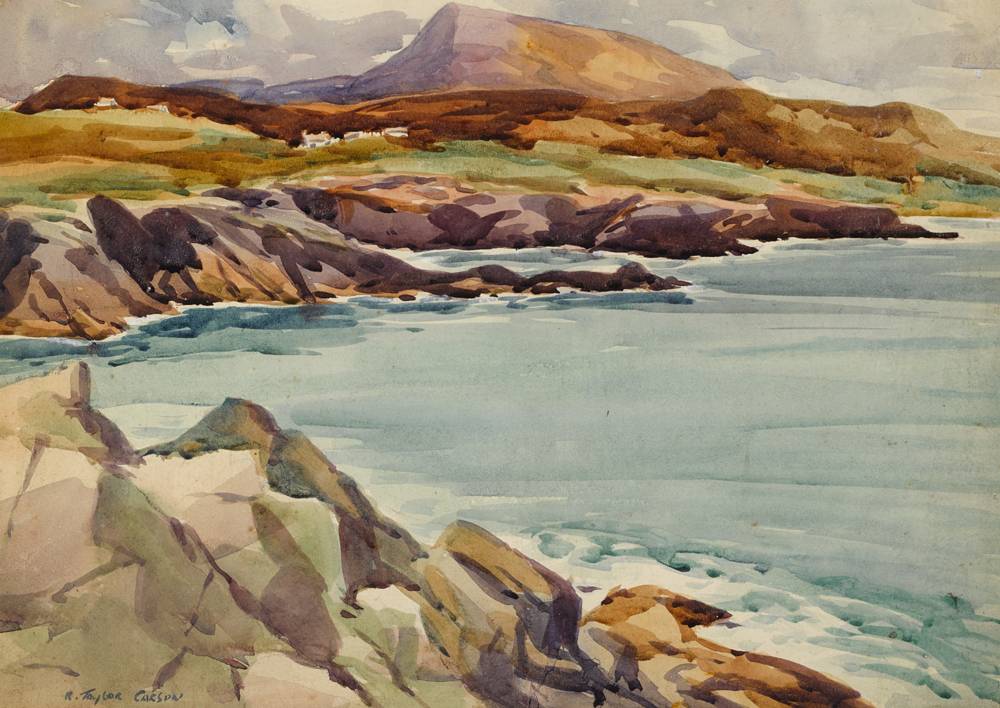 MUCKISH MOUNTAIN FROM BREAGHY HEAD, COUNTY DONEGAL by Robert Taylor Carson sold for 500 at Whyte's Auctions