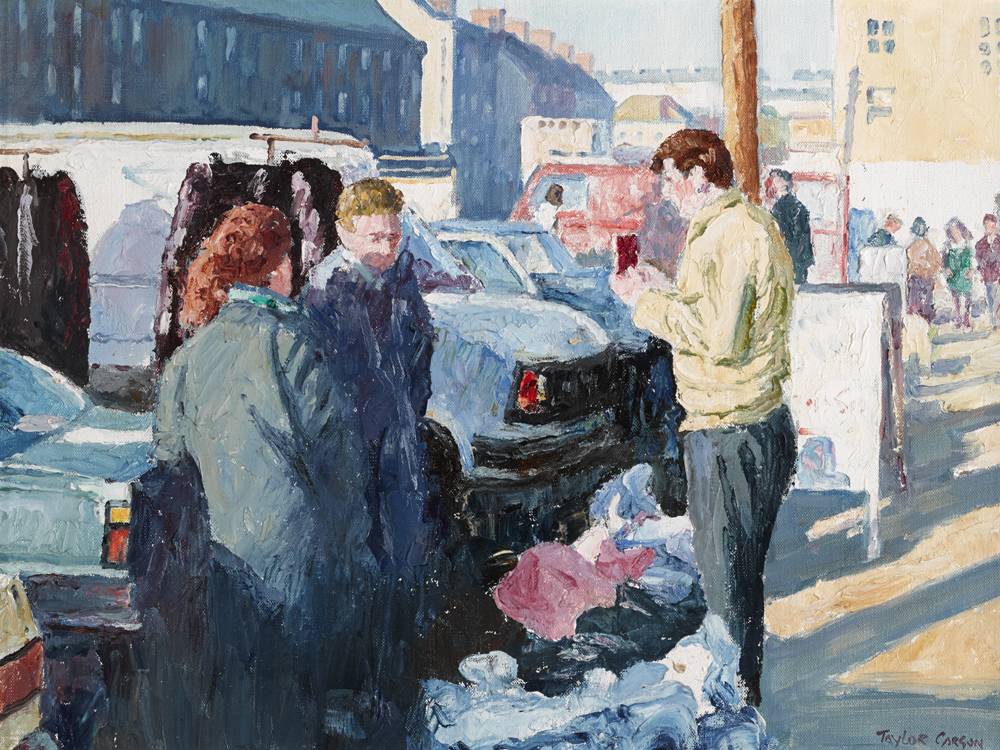 THE STREET SELLER, 1991 by Robert Taylor Carson HRUA (1919-2008) at Whyte's Auctions
