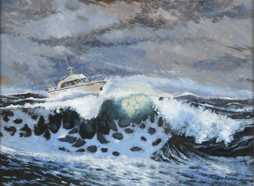 THE LADY CAPRICE IN A GALE OFF LE HAVRE, FRANCE, 1978 by John Ryan RHA (1925-1992) at Whyte's Auctions